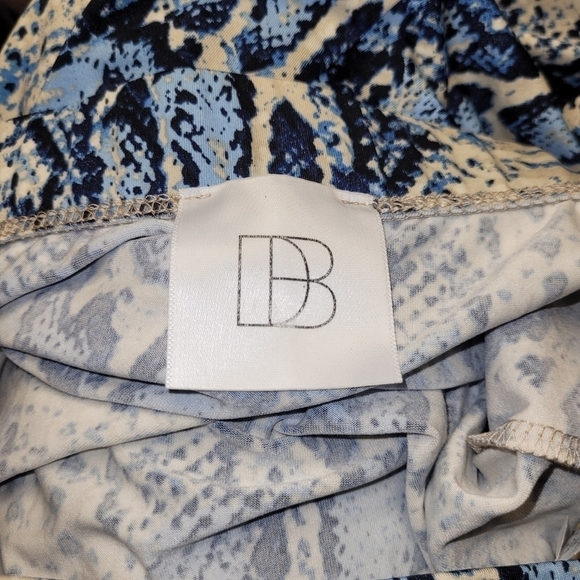 Strapless Jumpsuit In Blue Cream And Black Snake Print Front Tie Size M - Picture 14 of 17